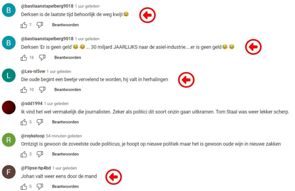 Reacties Johan Derksen